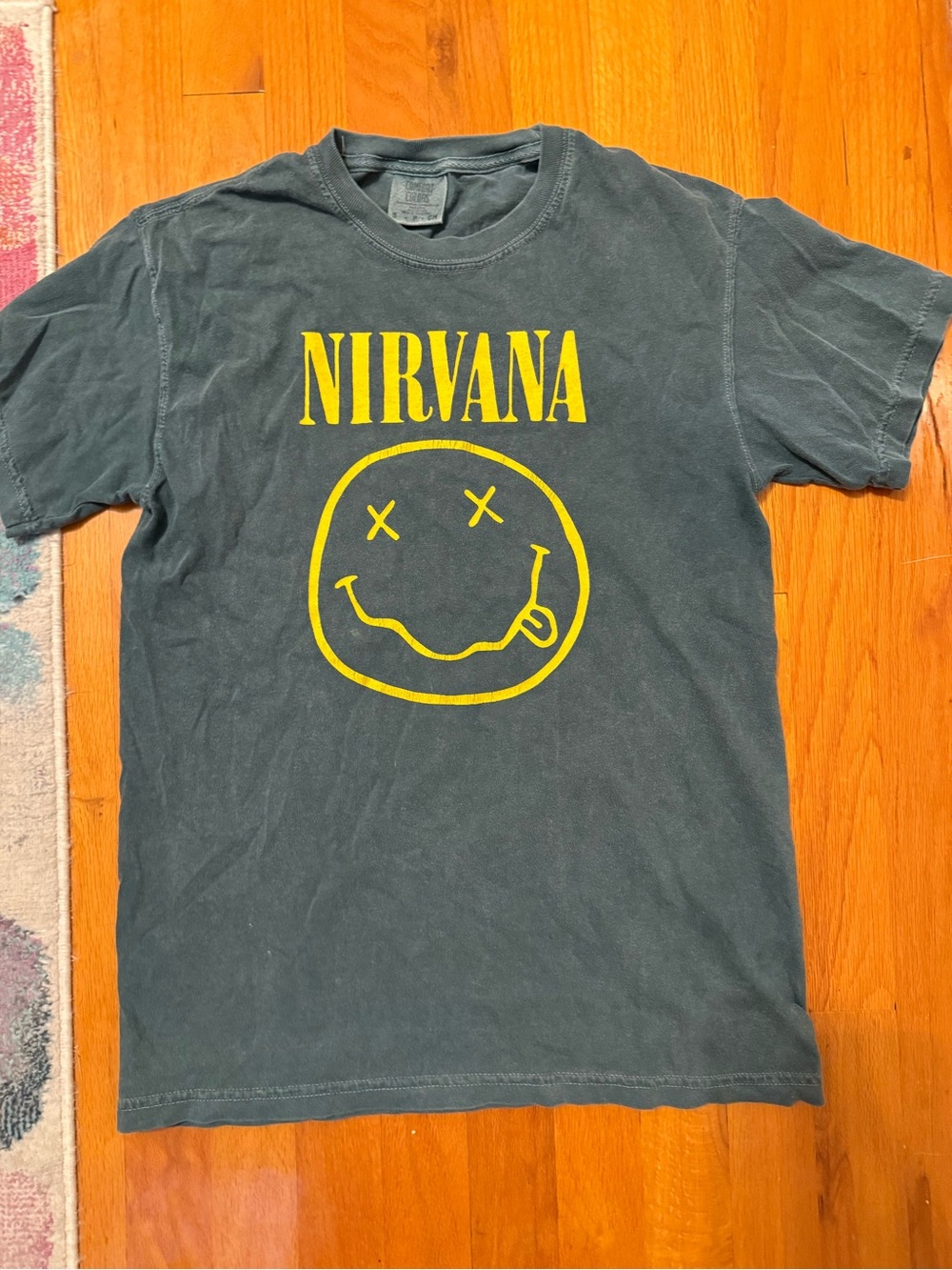 Comfort Colors Black Short Sleeve Nirvana Smiley Tee with Yellow Logo